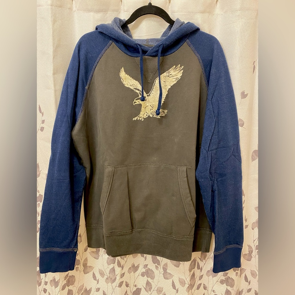 American Eagle Outfitters Men’s Pullover Hoodie (D Green/Navy)